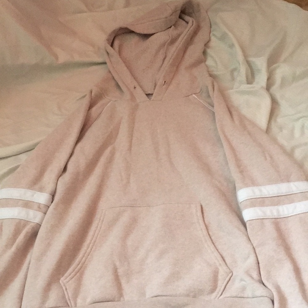 pink and white american eagle hoodie